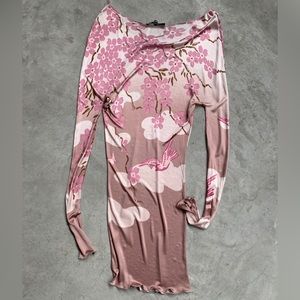 Gucci Tom Ford Sakura Cherry Blossom Pink Mini Dress Spring 2003 XS